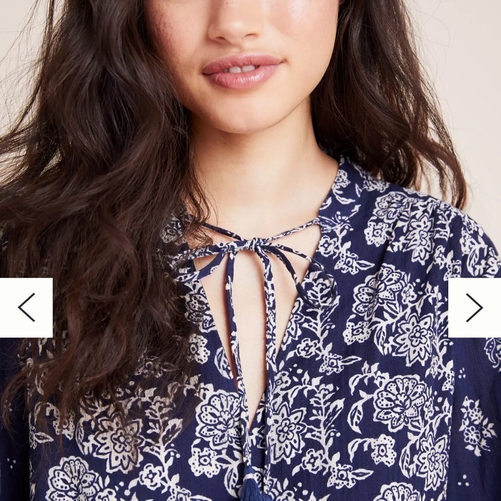 Anthropologie Maeve Carlita Navy Tiered Mixed Floral Cotton Dress NEW - Picture 3 of 16